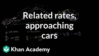 Related rates Approaching cars  Applications of derivatives  AP Calculus AB  Khan Academy [upl. by Koran]