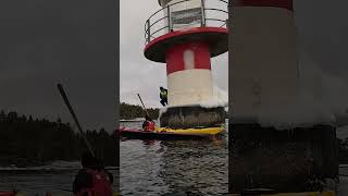 Winter kayaking  sea kayakers by archipelago lighthouse Itiwit X500 HolidaysWithYouTube [upl. by Audri]