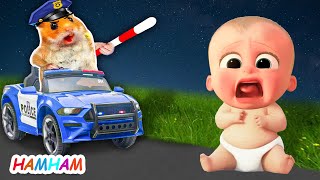 Dont Feel Jealous Hamster Ride Police Car To Rescue Baby Boss  Hamster Cartoon [upl. by Nickles564]