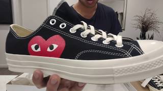 Comme Des Garscon Play x Converse Low Black  Unboxing [upl. by Kcolttam]