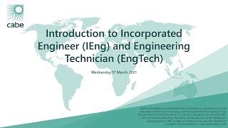 Webinar Introduction to Incorporated Engineer IEng and Engineering Technician EngTech [upl. by Holey]