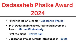 Dadasaheb Phalke Award 2024 । Current Affairs [upl. by Anatak948]