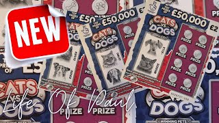 Brand New £2 Lottery Scratch Cards £60 of the Cats Vs Dogs cards a fun looking new card [upl. by Adym914]