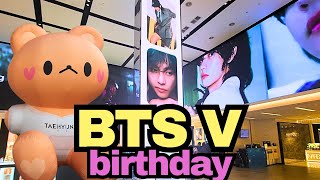 BTS V Birthday Project 2023 💜🐻 Taehyung Birthday Photo Zone in Myeongdong [upl. by Eahsed587]