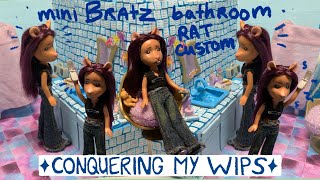 💜🐭MINI BRATZ RAT CUSTOM 🐭💜 miniature bathroom conquering my WIPs part 6 [upl. by Osy581]