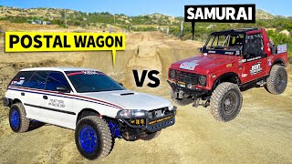 400hp Subaru Legacy Mail Wagon vs Suzuki Samurai Race Truck  THIS vs THAT OffRoad [upl. by Zoellick]