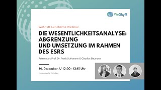 10 WeShyft Webinar Die Wesentlichkeitsanalyse Abgrenzung und Umsetzung im Rahmen des ESRS [upl. by Nae]