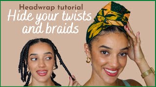 HEADWRAP TUTORIAL COVER YOUR TWISTOUT TWISTS OR BRAIDOUT BRAIDS  Natural Hair  AbbieCurls [upl. by Gillman]