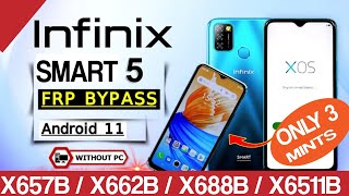 Infinix smart 5 X657b frp bypass android 11  X657B google account Remove  Finally Without Pc 🔥2024 [upl. by Frederich]