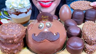 ASMR CHOCOLATE PARTY MOUSSE CAKE ICE CREAM MARSHMALLOW EGG DESSERT MUKBANG MASSIVE Eating Sounds [upl. by Ettelrac]