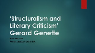 Structuralism and Literary Criticism by Gerard Genette [upl. by Adlai]