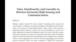 Time Simultaneity and Causality in Wireless Networks With Sensing and Communications [upl. by Licha210]