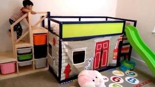 Ikea Kura Bed hack  Fire Engine Play and slide structure [upl. by Halley]