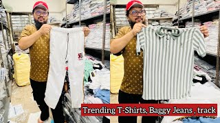 ₹100  Trending TShirts Baggy Jeans Track Wholesale in Mumbai  Wadala Wholesale Market [upl. by Palmira]