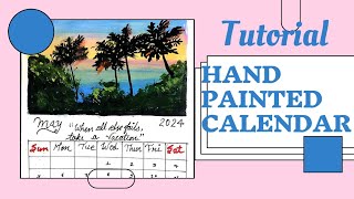 DIY CALENDAR 2024 TUTORIAL handmade birthdaygift landscapepainting trendingvideo ytvideoes [upl. by Nalrah352]