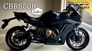 黒カスタム  特注のゴールドラインで漆黒に高級感を！CBR650Rフルカスタム  CBR Black Custom [upl. by Cesare232]