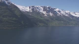 Fjord Mountains Lofthus Ullensvang Kinsarvik  Flying Over Norway [upl. by Bokaj]