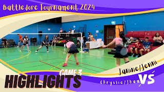 Battledore Tournament  Game 3  JaJenni vs ChryslieJham [upl. by Nyletac]