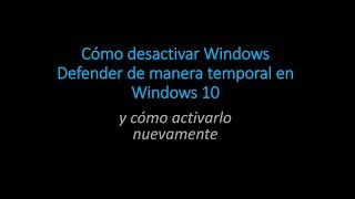 ❓Cómo desactivar Windows Defender temporalmente en Windows 10 [upl. by Prisilla104]