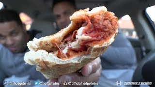 Eating Pot Belly Pizza amp Meatball Sandwich hodgetwins [upl. by Reamy]