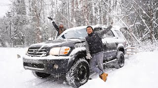 Overnight Truck Camping in CANADA during a SNOWTORM ❄️🥶 [upl. by Merras347]