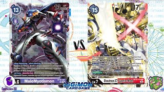 DIGIMON TCG Local match MaloMyotismon Purple vs Xros Heart Red  TEA AND COFFEE [upl. by Haywood347]