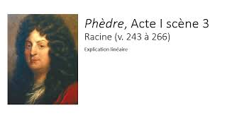 Phèdre de Racine Acte I scène 3  Explication linéaire [upl. by Aneej]