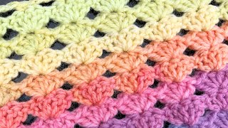 EASY Crochet Baby Blanket for Beginners  Stacked Shells One Row Repeat [upl. by Akel]