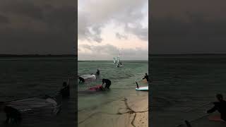 Triple jibe with the bonaire 🇧🇶 crew windsurfing windsurf fypシ surfing windsurfer surf fypシ [upl. by Eillor]