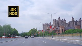 4K HDR Shanghai Drive Dwontown Pudong District Street scene of residential area [upl. by Echo]