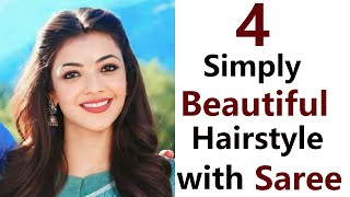 4 Simply pretty hairstyle with Saree look  easy quick hairstyle  hairstyle 2023 [upl. by Nytsuj]