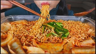 ASMR SOUPY SAMYANG FIRE NOODLES  VEGGIE DUMPLINGS  EATING SOUNDS [upl. by Primavera370]