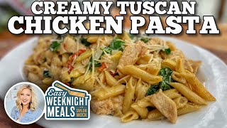 Easy Date Night Meal Creamy Tuscan Chicken Pasta [upl. by Goodden]