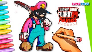 Como Dibujar a DEVIL MARIO V2 FACIL de Friday Night Funkin Marios Madness  paso a paso [upl. by Ferro603]