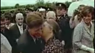 June 27 1963  Mary Ryan welcomes 3rd cousin John F Kennedy on his homecoming to Dunganstown [upl. by Candis]