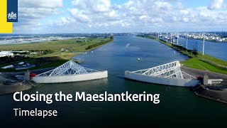 Closing the Dutch Maeslantkering flood defence  Timelapse [upl. by Nikita526]