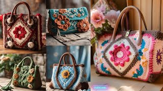 stylish bags amp purses knitted with wool  crochet art  spring fashion [upl. by Salisbury]