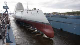 Navy Launches First ZumwaltClass Destroyer [upl. by Navac]