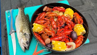 WILD CRAWFISH Trout and Bass Catch n Cook MUST TRY [upl. by Amor558]