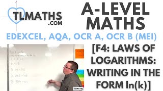 ALevel Maths F410 Laws of Logarithms Writing in the form lnk [upl. by Dierdre651]