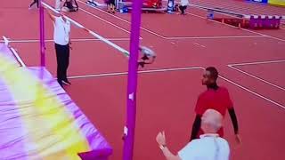 Qatars Mutaz Essa Barshim hurdles 64quot high jump bar [upl. by Avon]