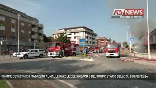 FIAMME DEVASTANO I MAGAZZINI AUMAI LE PAROLE DEL SINDACO E DEL PROPRIETARIO DELLO S  06082024 [upl. by Yrebmik]