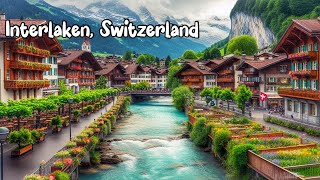 Interlaken Switzerland walking tour 4K  The most beautiful Swiss towns  Relaxing evening walk [upl. by Nomae]