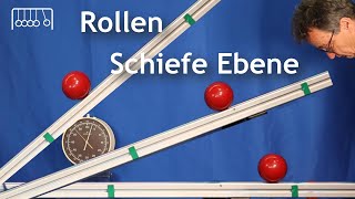 Das Rollen einer Kugel auf einer schiefen Ebene Weg abhängig von Zeit und Steigung [upl. by Tohcnarf741]