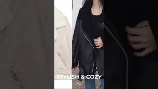 Lamb Fur Faux Leather Jacket Coat Winter Warm Outerwear with Belt [upl. by Swisher]