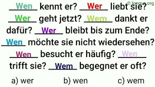 Pronomen Fragen Verb und Präposition  wer ist das wen kennt er wem dankt er womit woran [upl. by Yerag]