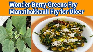 WonderBerry or black Nightshade Greens Fry for Ulsar Manathakkali greens fryPriyadascookingchannel [upl. by Ettennej799]