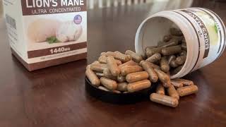 1440mg Organic Lions Mane Mushroom Brain Supplements Review [upl. by Werdna715]