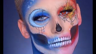 Sun and Moon Skull Halloween Tutorial  Ossi Glossy [upl. by Otsirave]