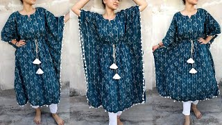 Dori Waist Kaftan Kurti Design Cutting and Stitching  DIY Butterfly Kaftan  How to make Tie Kaftan [upl. by Raamal519]